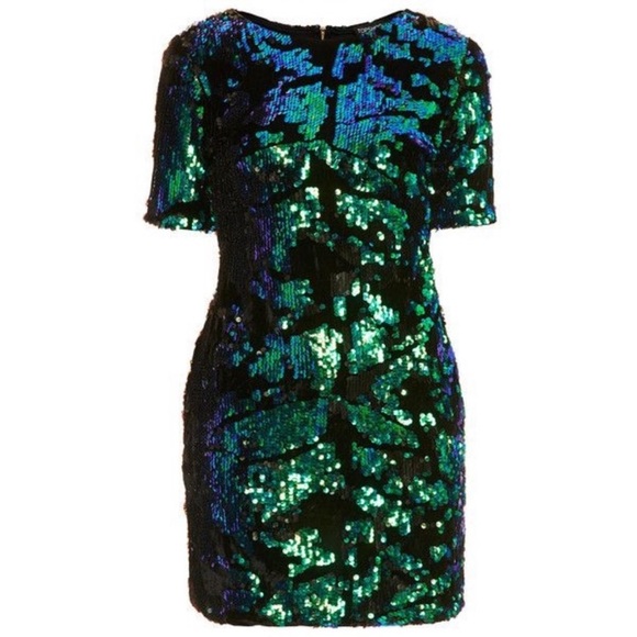 Topshop Dresses & Skirts - Green Sequin Mini Dress - US 10- NYE!